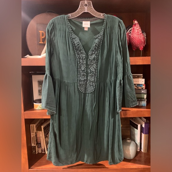 Knox Rose Teal Embroidered Boho Tunic Blouse Flowy Peasant Top Women's Small - Picture 6 of 7